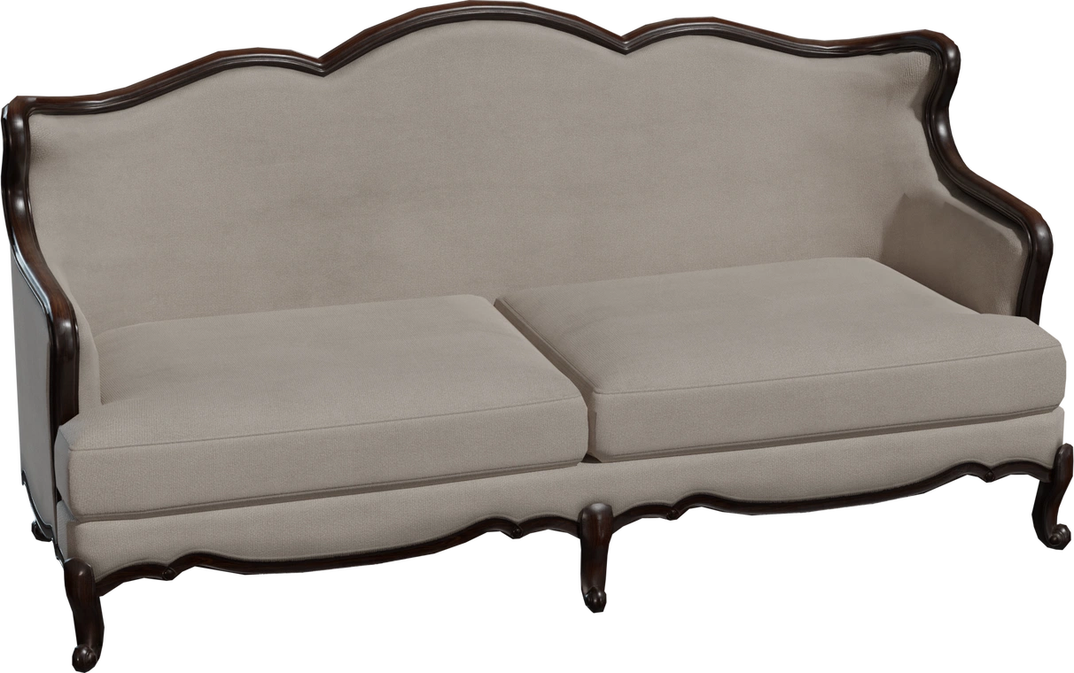 Free 4K vintage Victorian wooden sofa - decorative gothic-style upholstered couch with carved frame, elegant seating prop for period interiors.