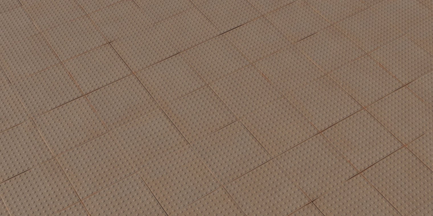 Free 16K anti-skid tile texture: brown square tiles with regular raised stud pattern, matte slip-resistant surface, visible grout and subtle wear.