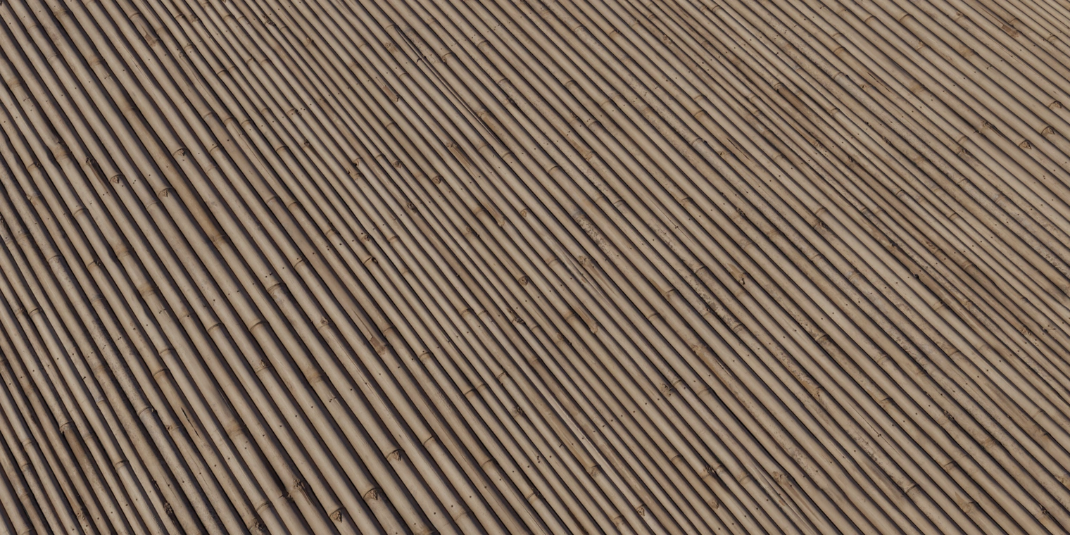 Free PBR bamboo wall texture featuring vertical culms, organic raw-wood grain, subtle wear and a natural matte finish - ideal for paneling, interiors and archviz.