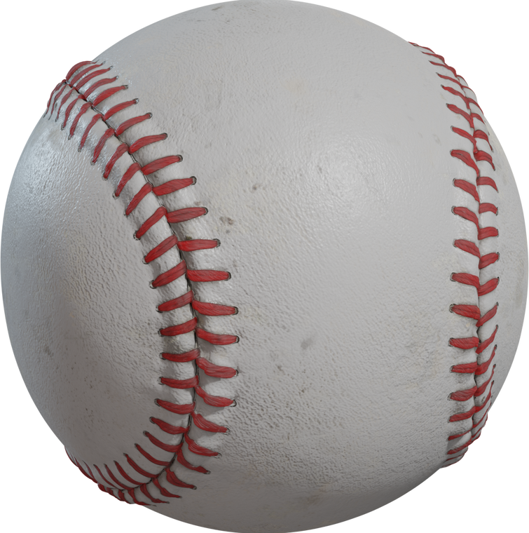 Free 8K model: realistic baseball with red stitching, worn white leather, subtle scuffs and visible grain for a high-resolution prop.