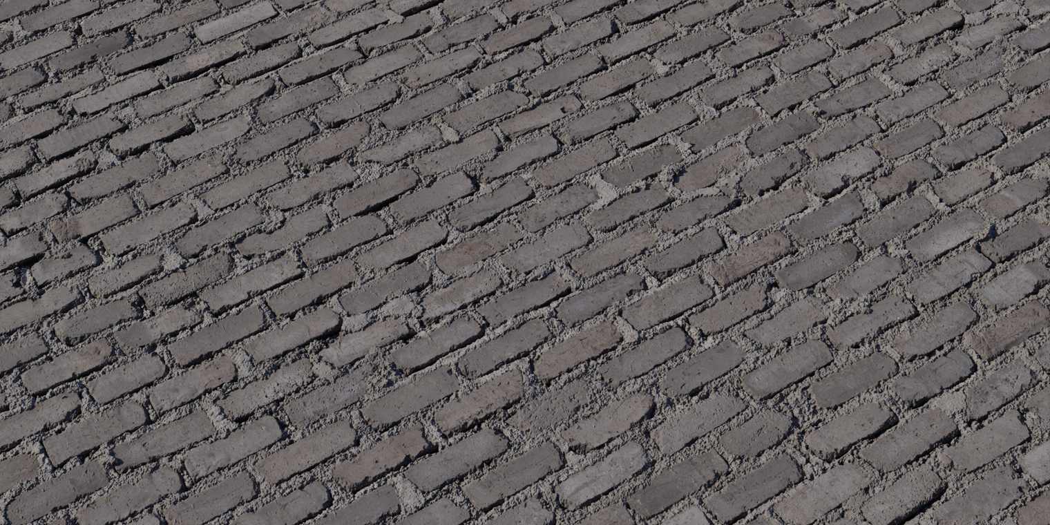 Free 16K texture of a rough grey brick wall with coarse, raw mortar joints, uneven chipped bricks and gritty surface detail.