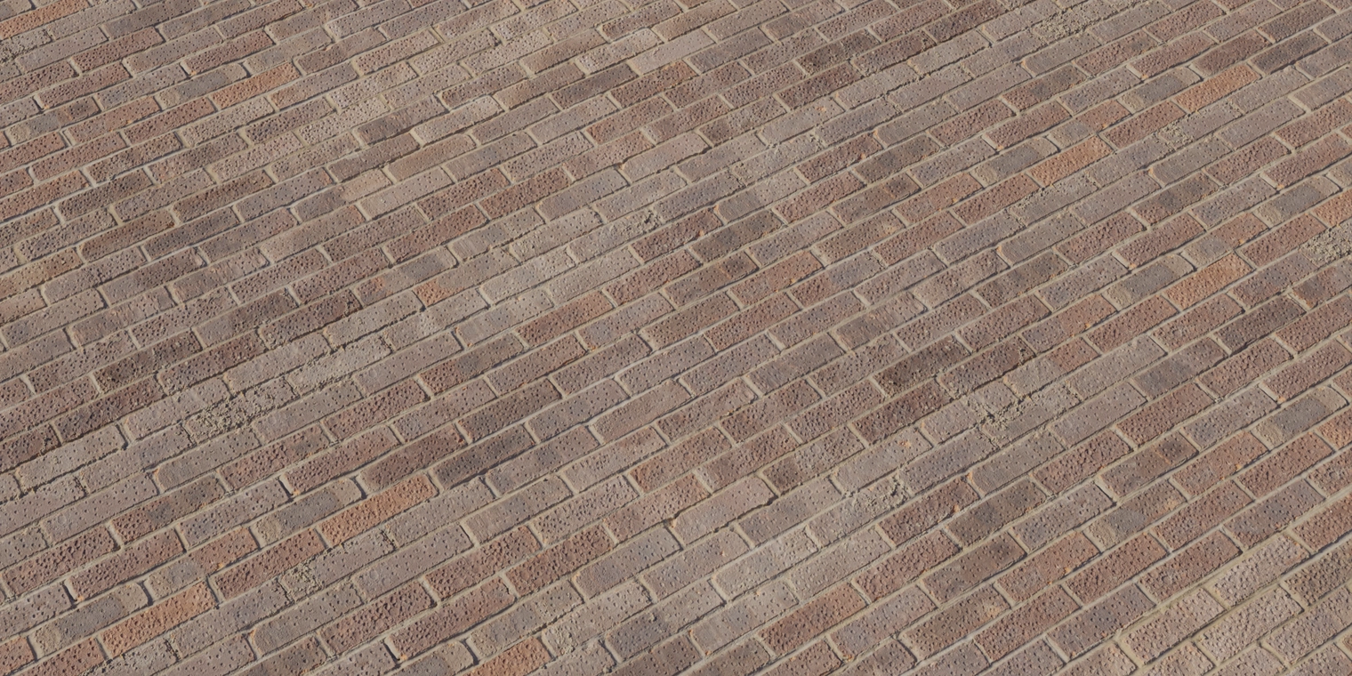 Free 16K texture of a red brick exterior wall with rough, weathered bricks, varied mortar joints, subtle dirt and surface pitting for authentic worn masonry.