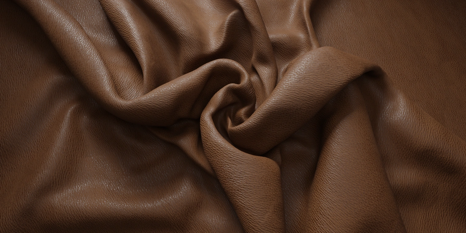 Free 8K texture of vintage matte brown leather - fine grain with soft wrinkles, creases and subtle wear for upholstery and seat surfaces.