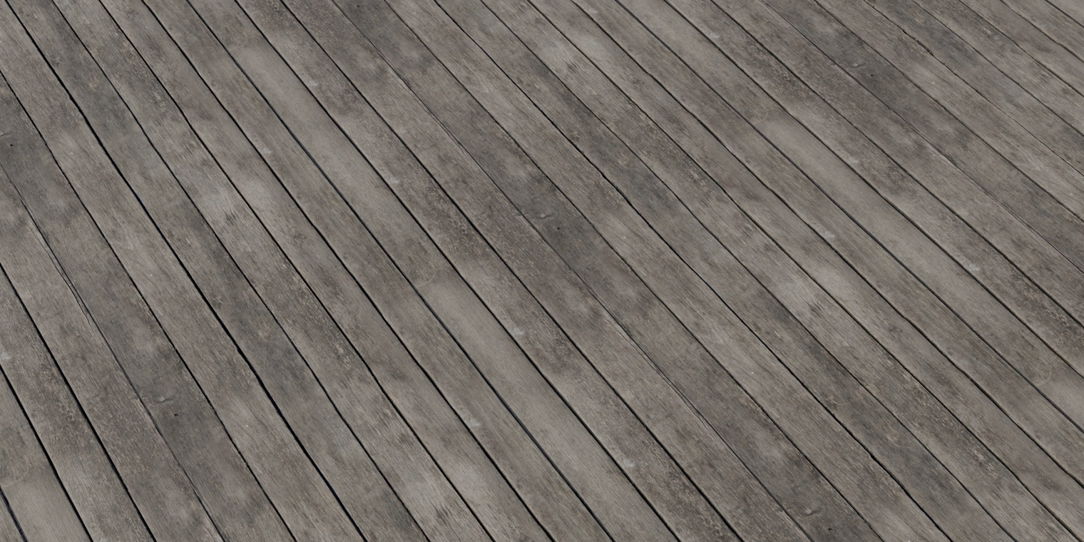 Free 8K texture: weathered brown planks with dry, untreated surface, narrow seams, subtle grain and coastal-aged withered patina.