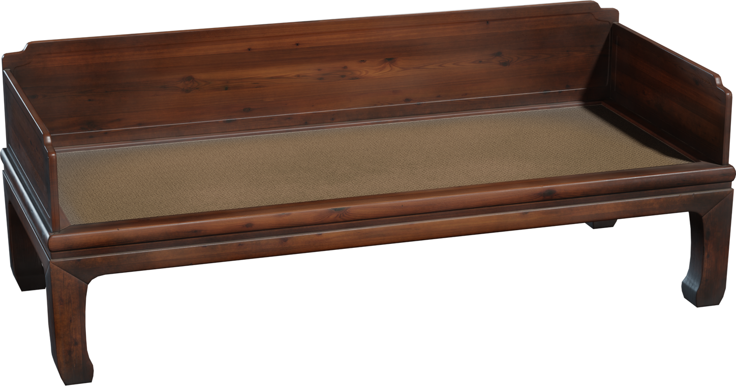Free 8K model of a vintage Chinese wooden sofa, antique and ornate traditional seating with elegant carved legs and a warm lacquered finish.