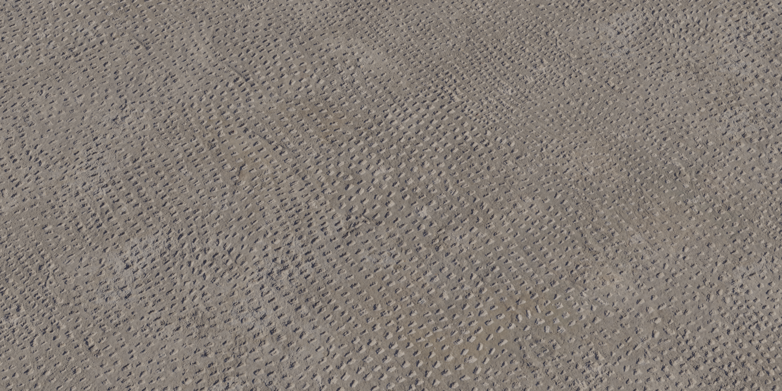 Free 8K texture: rough, chipped concrete with dense pitting, warm gray color, matte finish, and clear height detail.