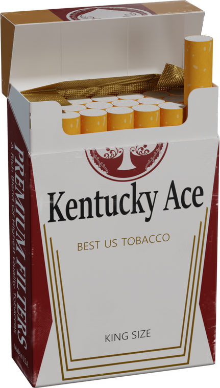 Free 8K model of an open flip-top cigarette pack with gold foil liner, detailed filters, crisp printing, and subtle cardboard wear.