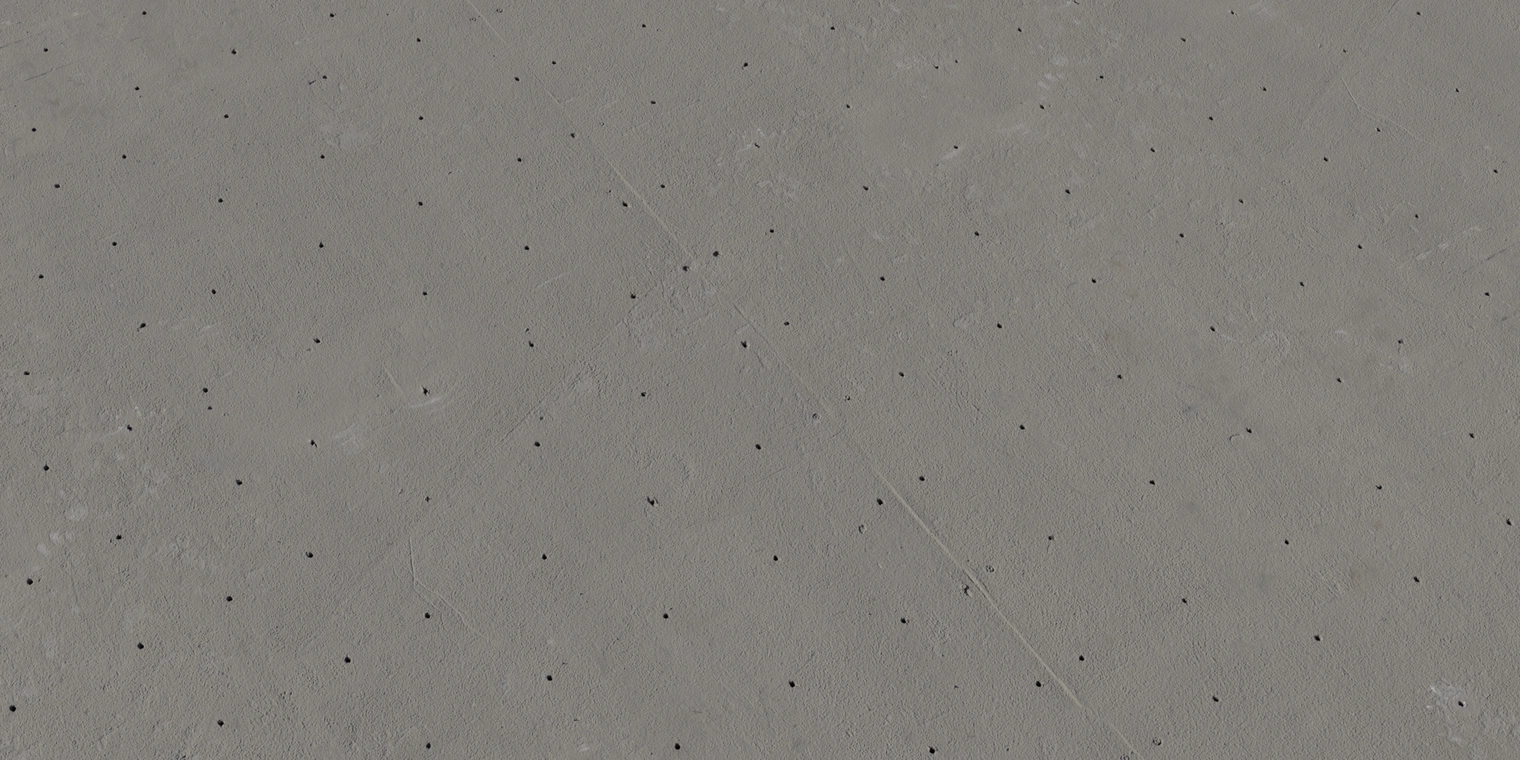 Free 8K texture of climbing wall base: rough concrete with grip-friendly grain, scattered bolt holes and subtle wear for indoor gym walls.