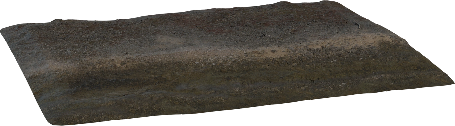 Free 8K model of a weathered rocky coastline: layered, pebble-strewn shore with algae-stained rock faces and eroded, detailed geological textures.