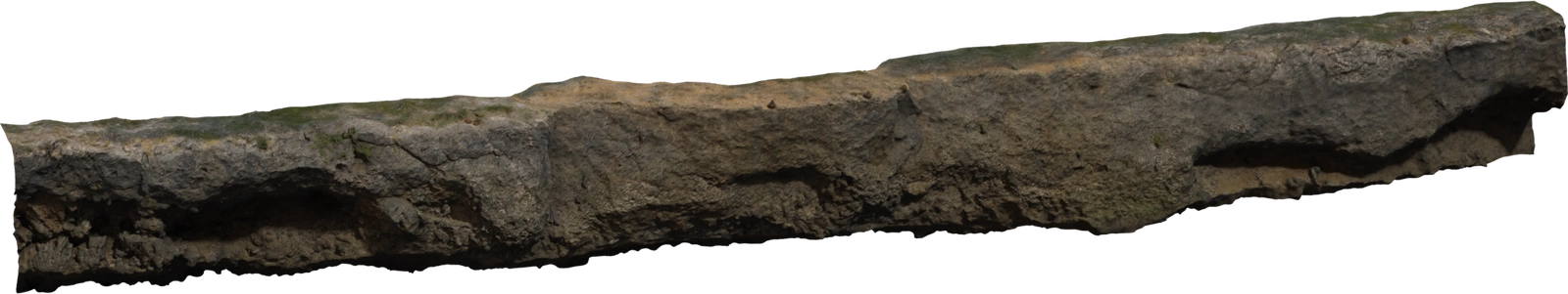 Free 8K coastal cliff model featuring weathered rock faces, eroded overhangs, grassy top edge, detailed strata, moss and crevice-rich shoreline geometry.