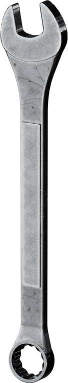 Free 4K model of a steel combination wrench with open and 12‑point box ends, crisp chamfers, brushed metal, and realistic wear, scratches, and grime.