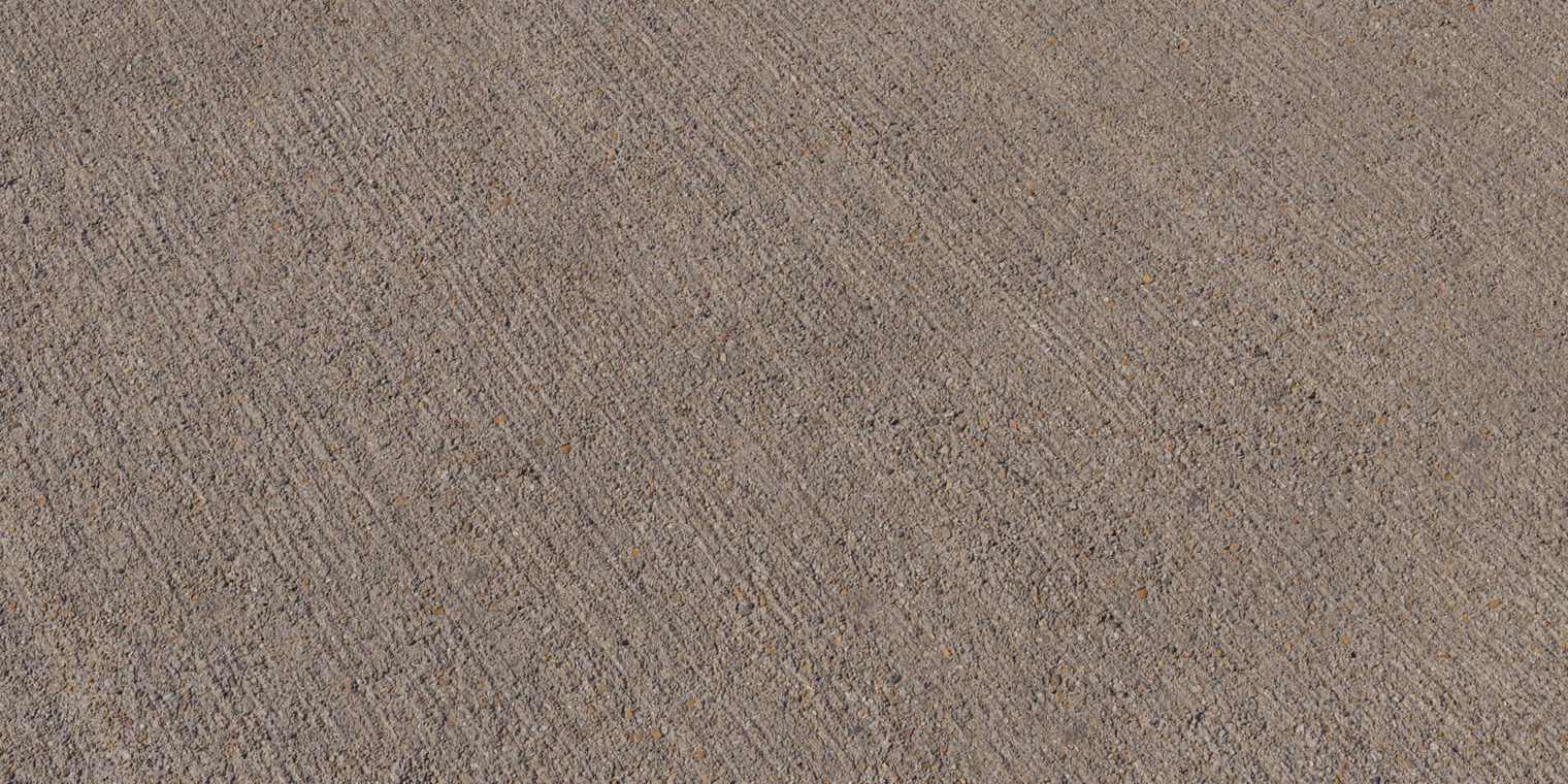 Free 16K texture of rough, weathered concrete floor - coarse, gritty surface with scratches and exposed aggregate in grey-brown outdoor tones.