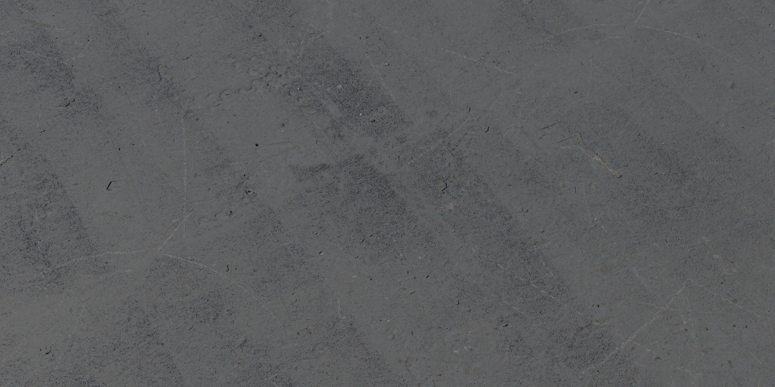Free 16K concrete floor texture, worn grey slab with fine scratches, chips, stains and subtle roughness and discoloration.
