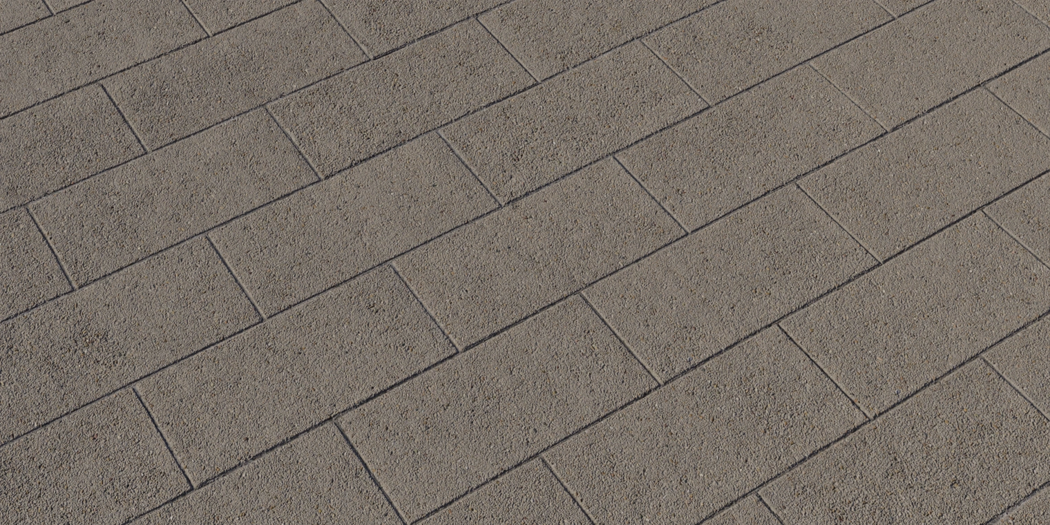 Free 8K concrete texture of rough, coarse rectangular pavement pavers with sandy aggregate, subtle wear and flat matte finish in warm gray-beige tones.