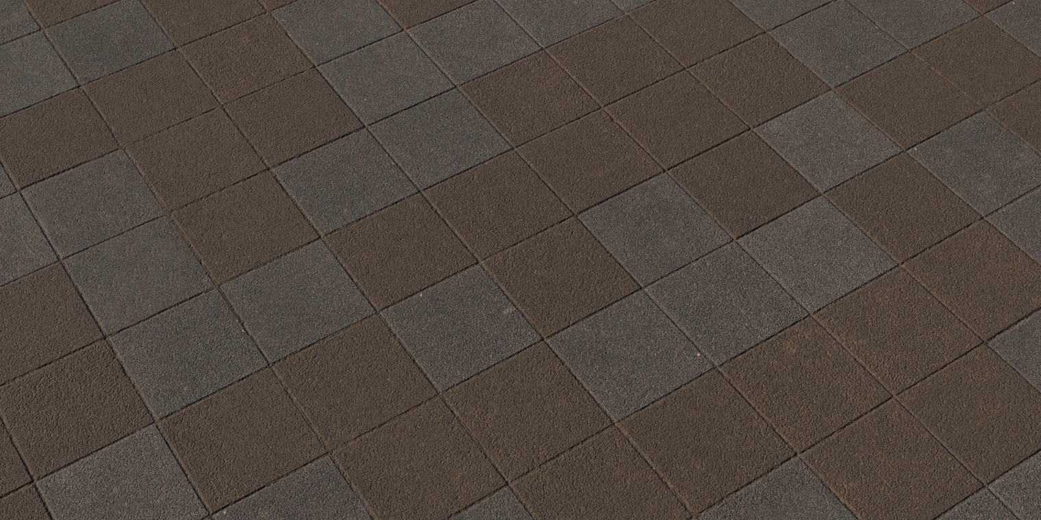 Free 8K concrete pavement texture featuring rough, tiled checkerboard sidewalk panels with subtle color variation, gritty surface and shallow grout lines.
