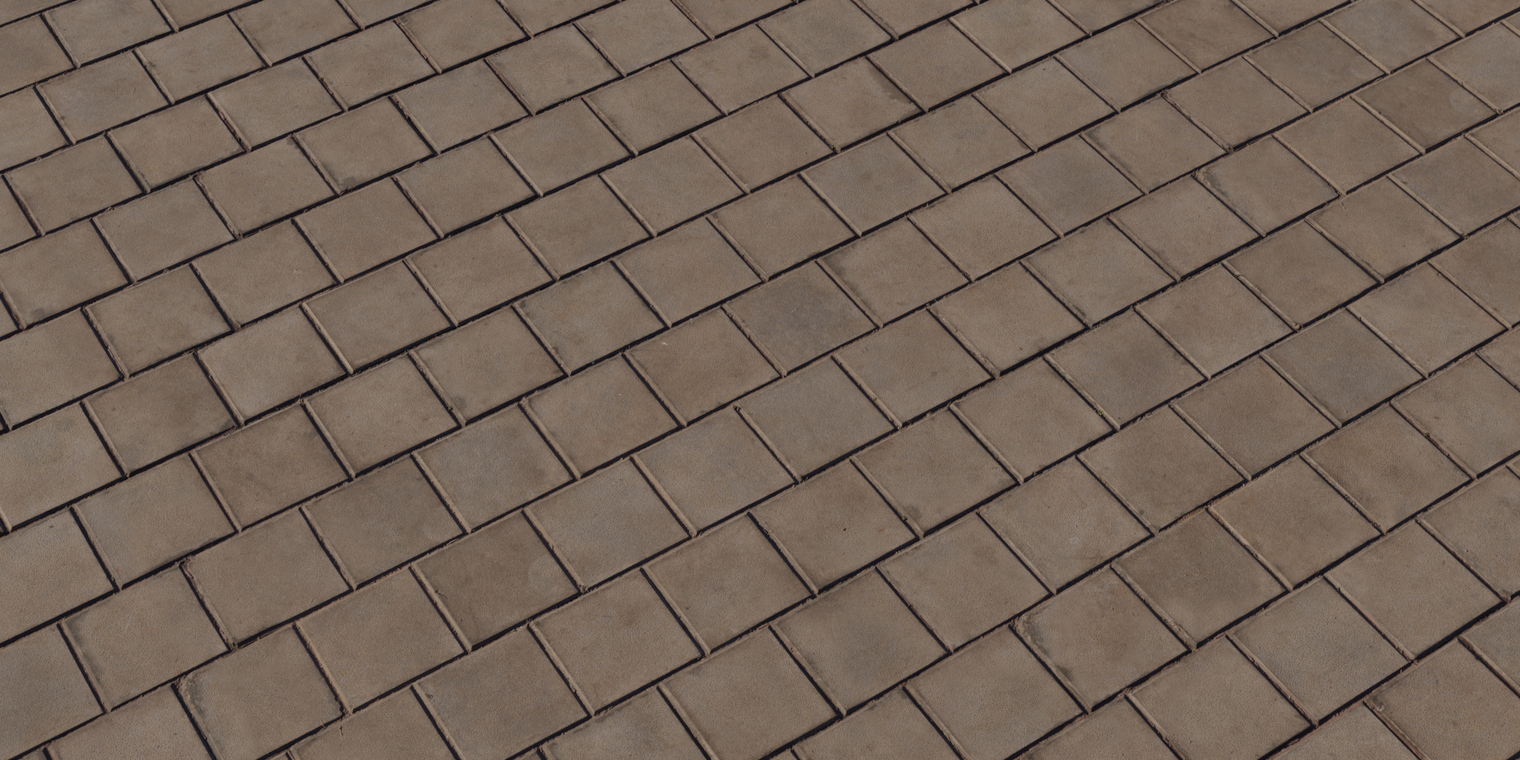 Free 16K concrete pavers texture: weathered, coarse outdoor paving with worn joints and dirt - ideal for sidewalks, driveways, parking areas and exterior flooring.