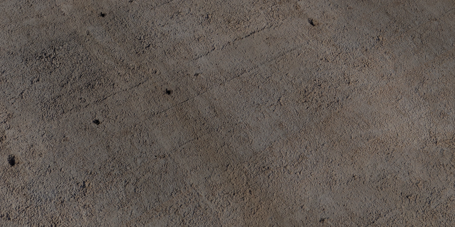 Free 8K texture of weathered concrete wall: rough, chipped plaster with pitted holes, scratches and stains, coarse gritty surface and horizontal form marks.