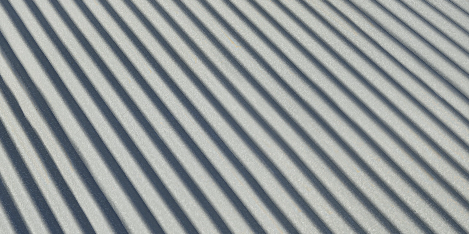 Free 16K corrugated iron texture - weathered galvanized steel roofing with deep ridges, subtle rust, gritty surface, metallic sheen for roofs/walls.
