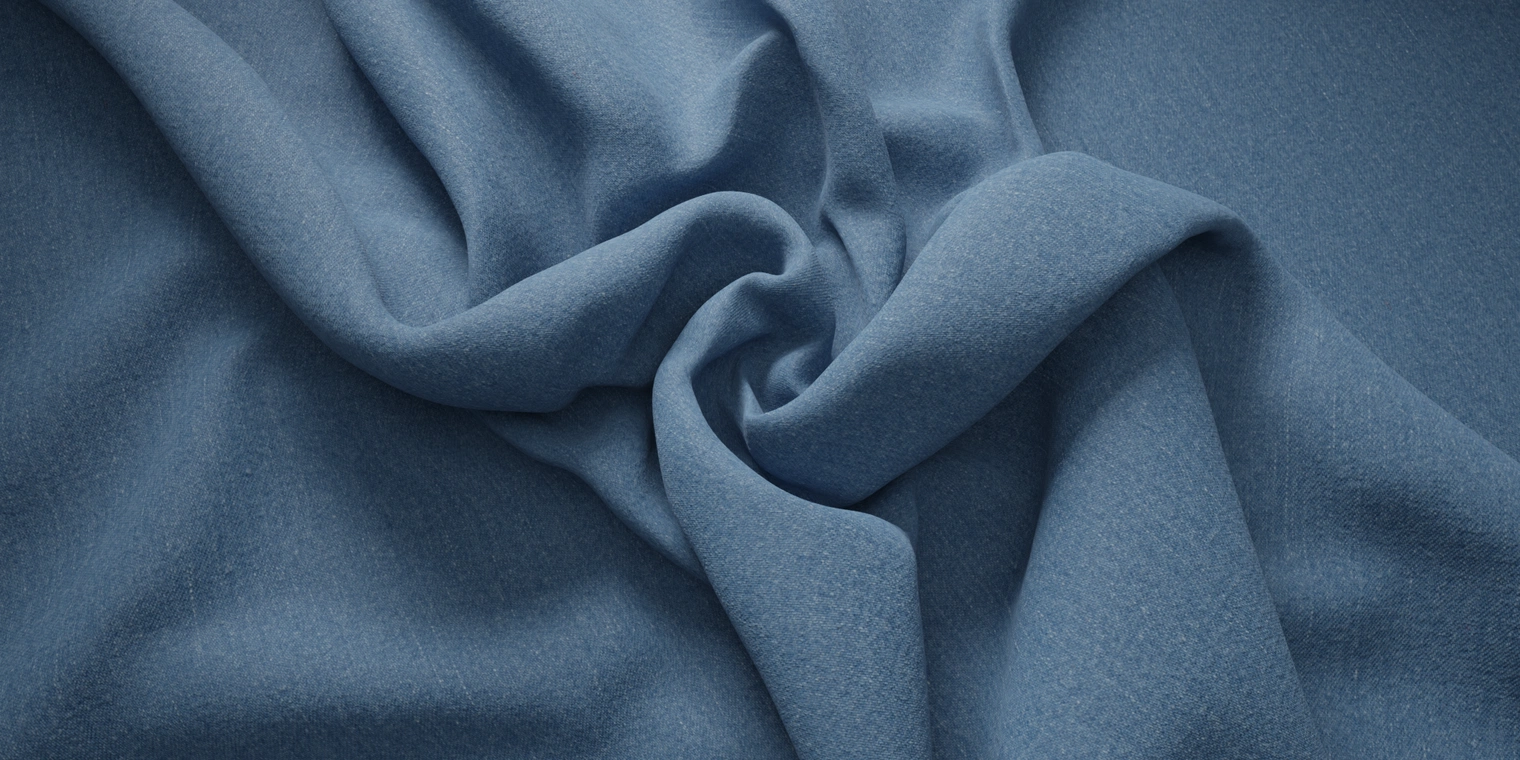 Free PBR denim fabric: light-blue twill with a matte, durable cotton weave. High-detail maps for realistic jeans, apparel, and soft furnishings.