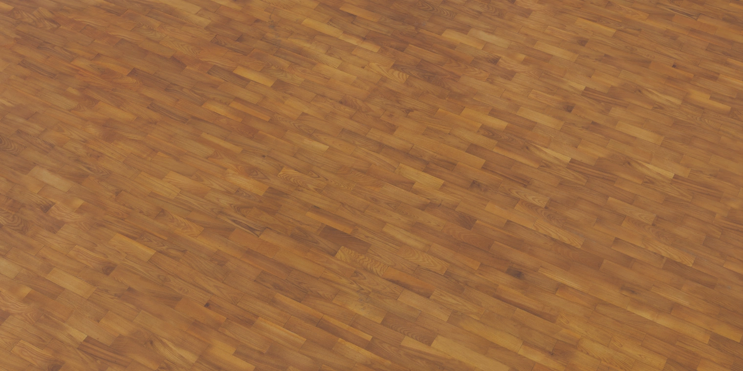 Free 16K texture: diagonal parquet wooden floor with warm varnished finish - polished, coated planks ideal for interior flooring and renders.