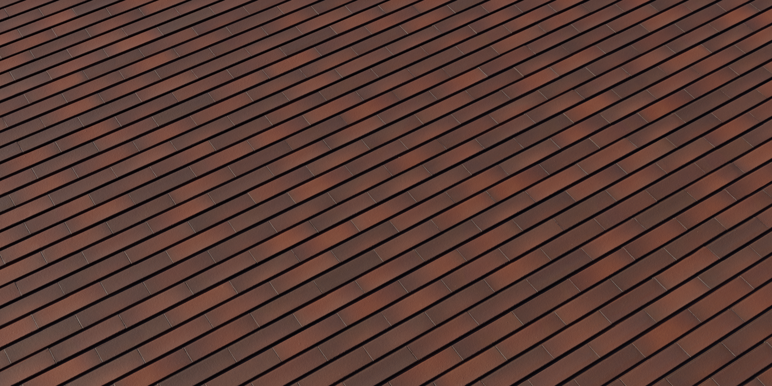 Free 8K red-brown exterior wall cladding texture with smooth, satin brick strips, tight horizontal joints and subtle color variation, crisp mortar lines.