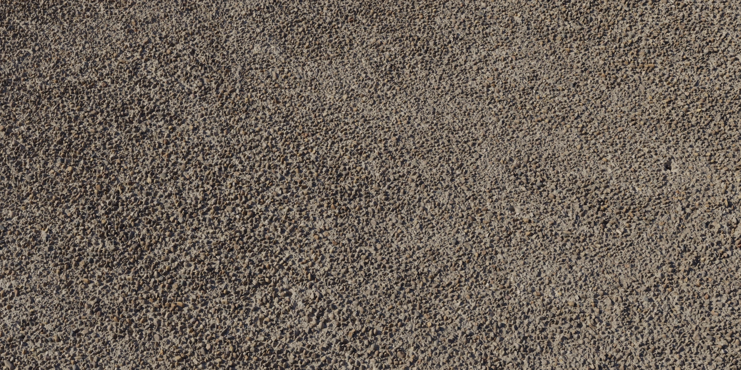 Free 8K texture of rough, uneven concrete with exposed pebbles and chips - brown-gray gravel surface with coarse, matte grain.
