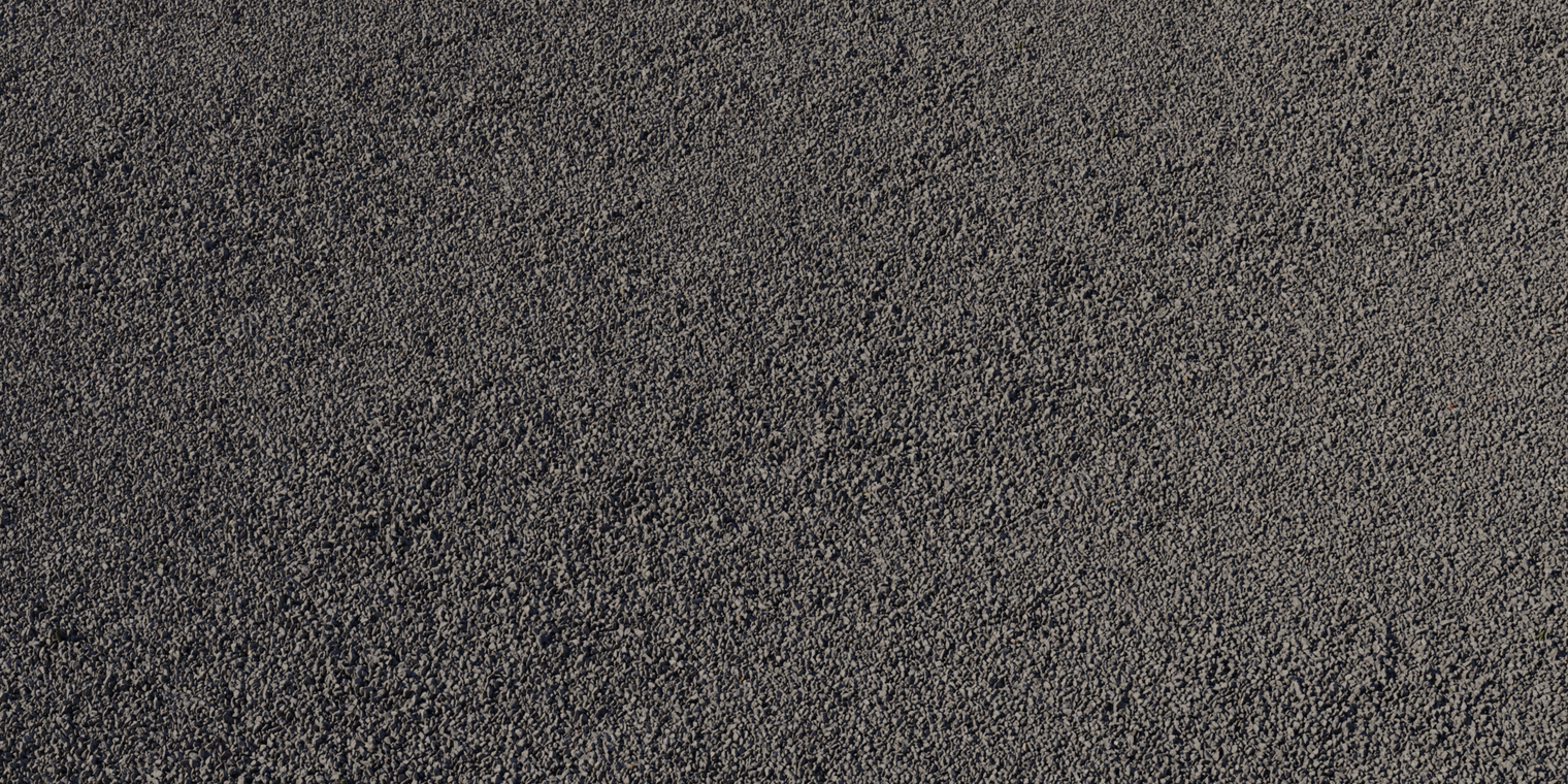 Free 16k texture: compacted dark brown-gray driveway gravel with fine, rough stones, subtle color variation and low sheen for gritty, coarse surface detail.