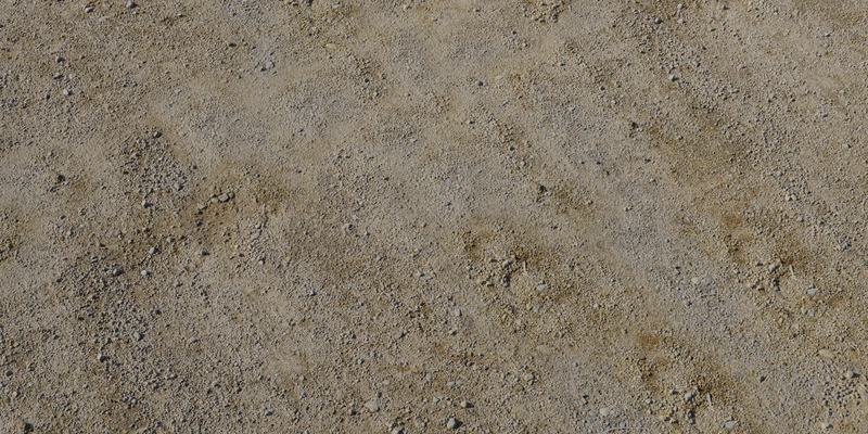 Free 8K texture of compacted gravel and sandy soil with small stones, dusty warm browns, coarse granular surface and subtle displacement.