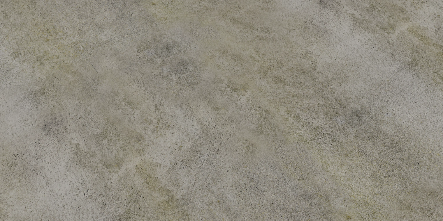 Free 8K texture of grey plaster with subtle mossing and weathered, porous surface - rough, matte finish with soft discoloration and fine granular detail.