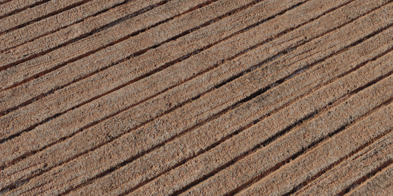 Free 8K grooved concrete texture with coarse, gritty surface, pronounced horizontal cut lines and warm reddish-brown cement tones.