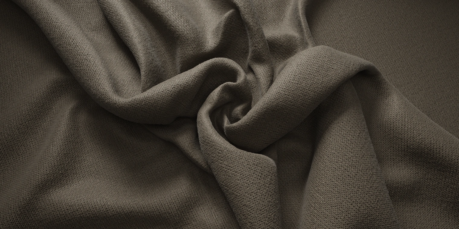 Free 8K texture of brown knitted fleece with dense, soft jersey knit and insulating wool-like surface, ideal for winter garments, blankets, and cozy interiors.