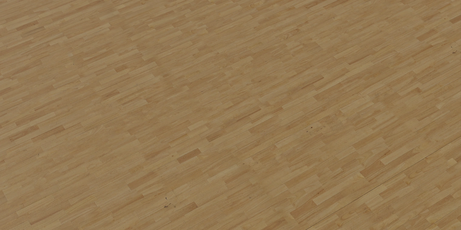 Free 8K laminate floor texture showing light oak planks with soft grain, worn scratches, stains and scuffs, slightly glossy finish and subtle dirt.