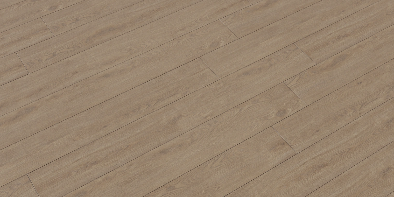 Free 8K laminate floor texture. Smooth, even brown wood-plank material with subtle grain, light satin sheen and fine seams, clean indoor appearance.