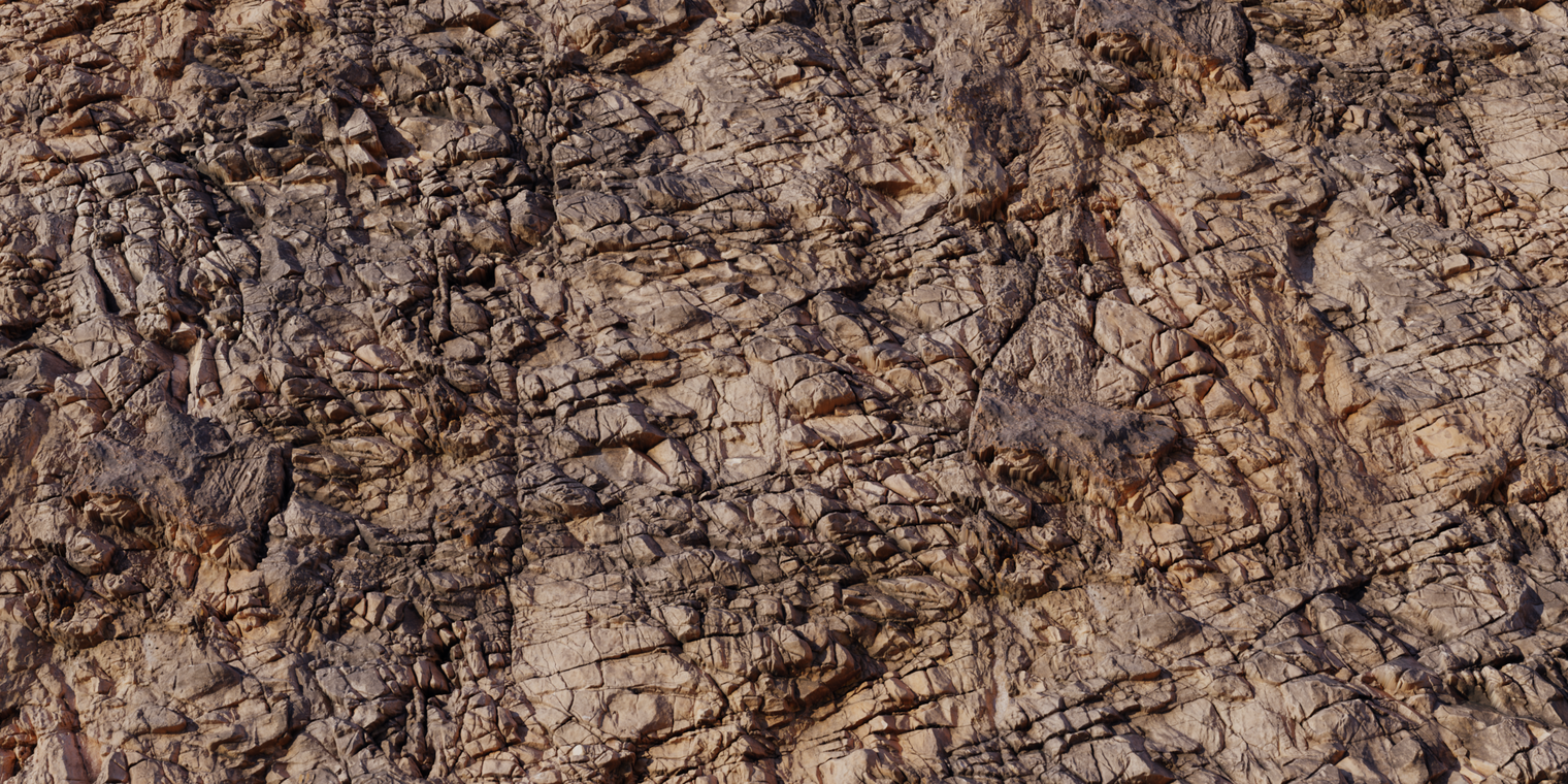 Free 8k texture of a weathered, craggy marble cliff - rough, fissured sedimentary rock with deep cracks, uneven surfaces and dusty brown veining.
