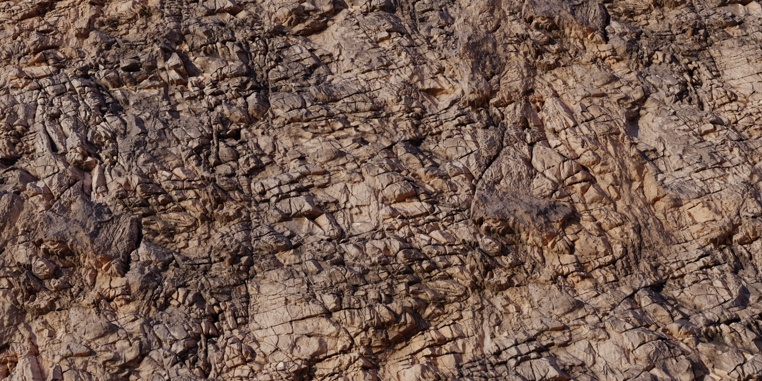 Free 8k texture of a weathered, craggy marble cliff - rough, fissured sedimentary rock with deep cracks, uneven surfaces and dusty brown veining.