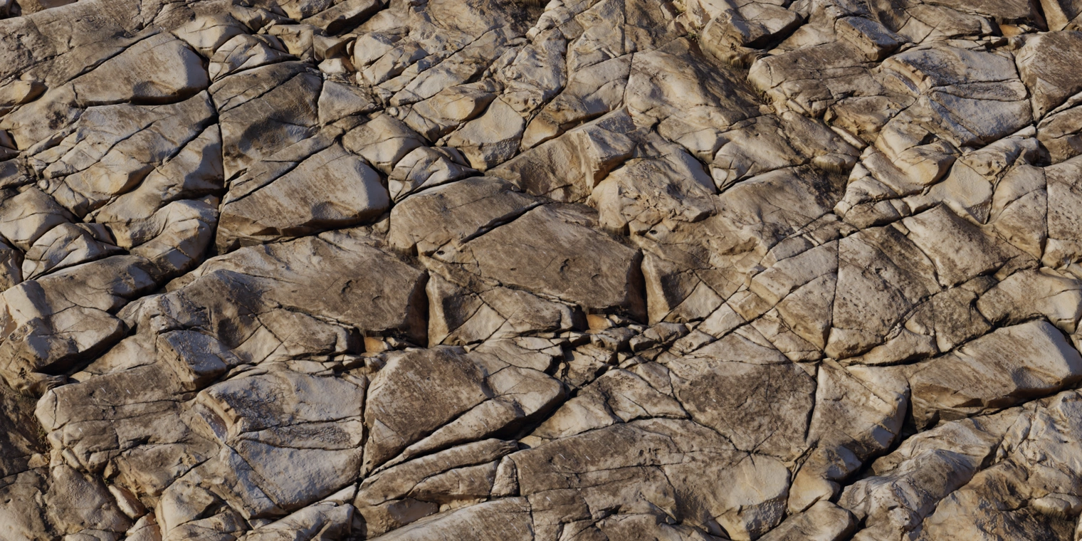 Free 8K marble cliff texture featuring rough, uneven stone with deep cracks, stratified veining, pitted surfaces, and weathered tan-brown staining.