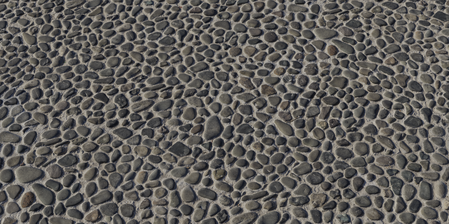 Free 8K pebble floor texture of multicolored rounded stones in cement, subtle gloss on stones, rough grout, natural gray/brown tones, strong relief.
