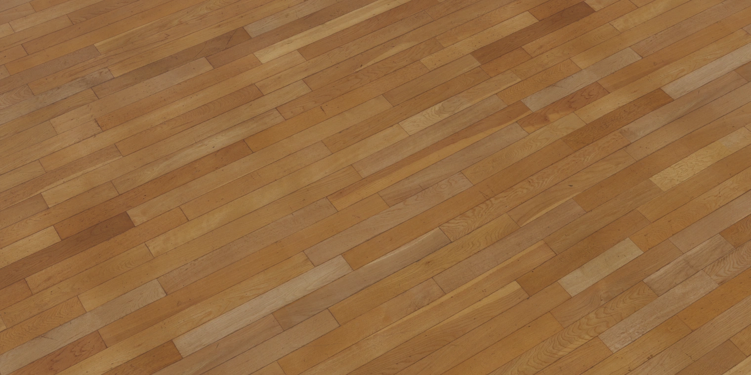 Free 8K texture of aged varnished hardwood planks with visible grain, subtle scratches and wear, ideal for interior floors, furniture and architectural scenes.