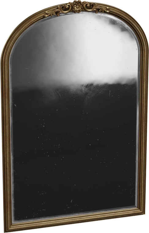 Free 8K model - Victorian-style arched mirror with gilded floral crest, carved rope trim and aged, speckled glass showing subtle patina.