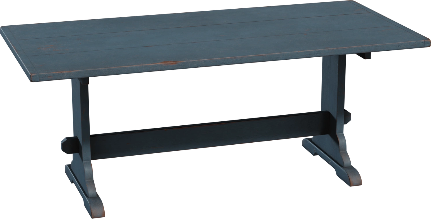 Free 4K model of a painted wooden farmhouse table with worn, aged paint, visible wood grain and simple carpentry details - vintage, rustic charm.
