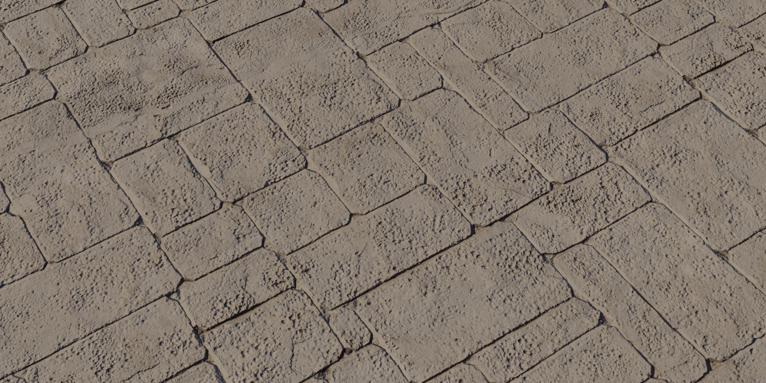 Free 8K texture of a patterned concrete wall: grooved square blocks with a rough, pitted surface, plaster-like wear and crisp mortar joints.