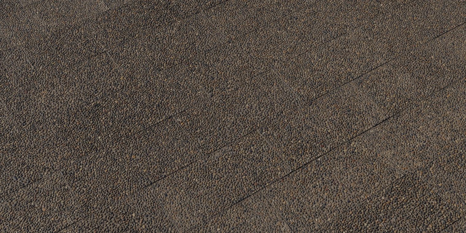 Free 8K texture of pebble-embedded concrete: coarse, rough, cemented surface with small rounded stones recessed in weathered outdoor pavement.