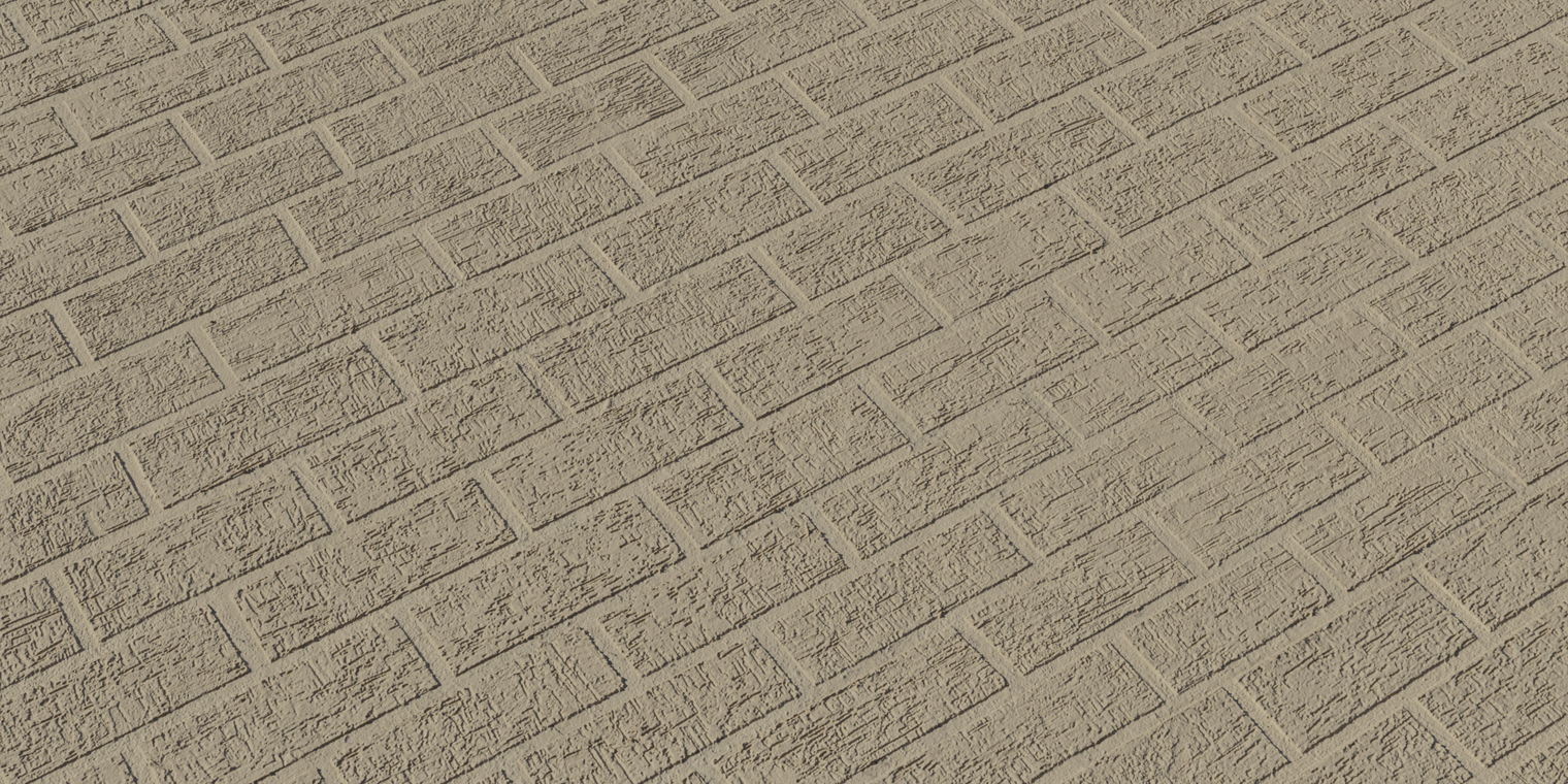 Free 16K texture of weathered plastered brick: coarse, rough block faces with subtle mortar lines and a sandy, worn beige surface.
