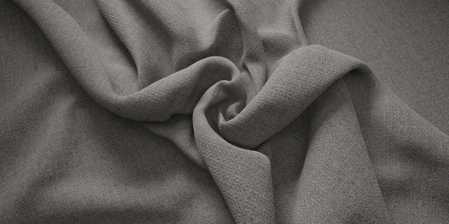 Free 8K texture: grey poly‑wool herringbone with a rough woven surface; wool‑polyester blend ideal for upholstery, garments, and realistic fabric details.