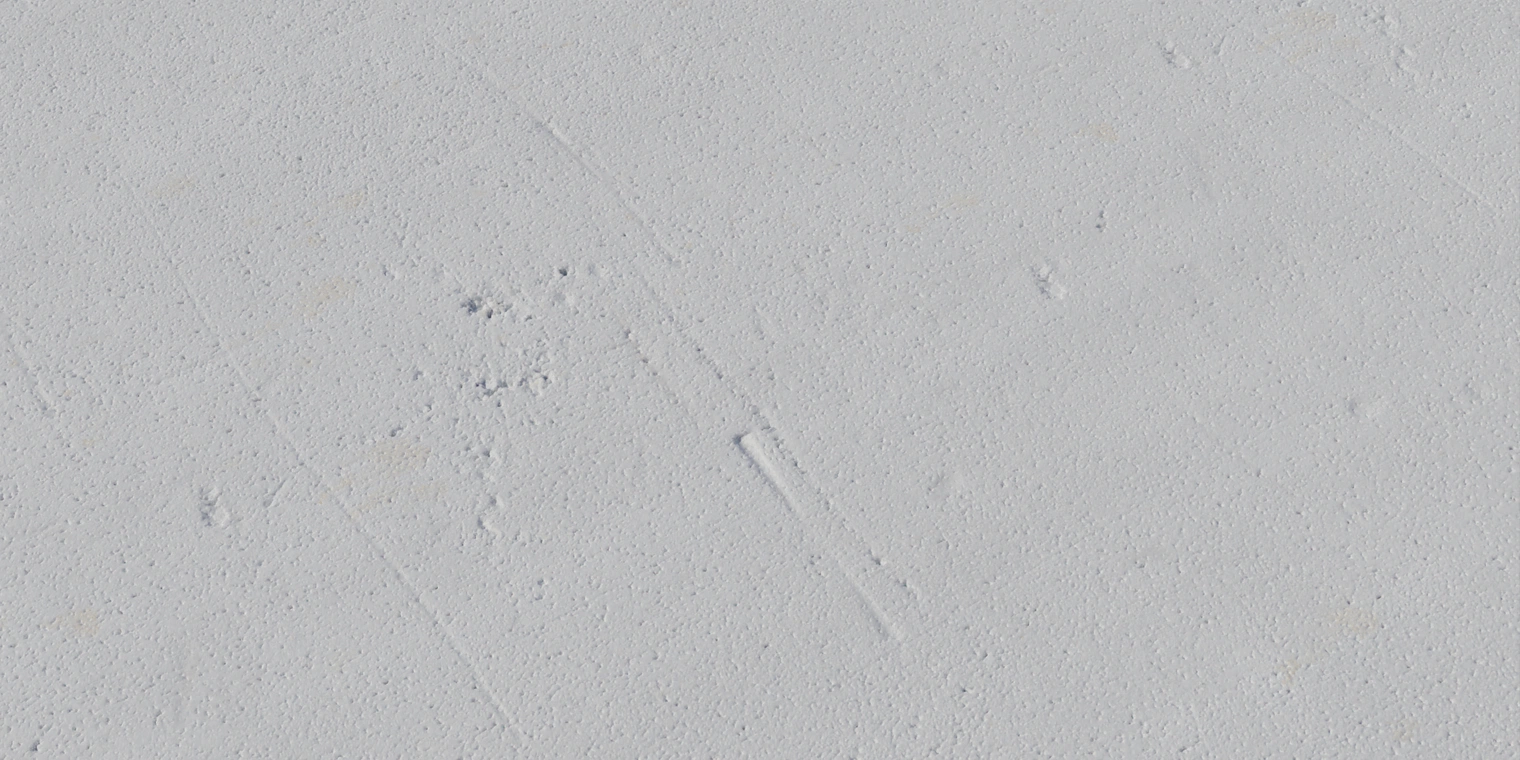 Free 8K texture of worn white polystyrene foam: flat, slightly discolored, scratched and pitted with subtle seams, scuffs and a rough bead-like surface.