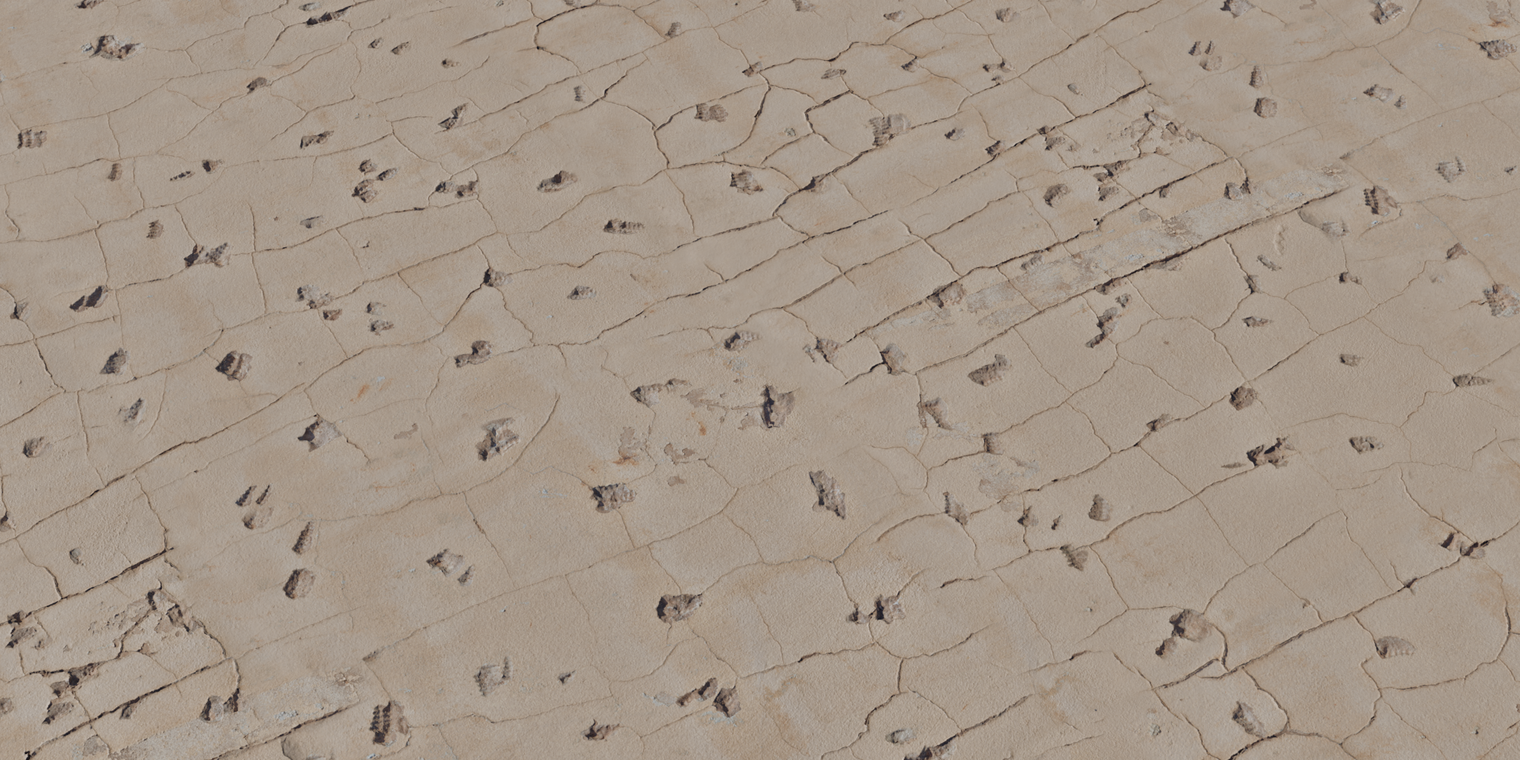 Free 16K texture of beige painted concrete/plaster wall with cracked, chipped, stained surface, rough weathered plaster