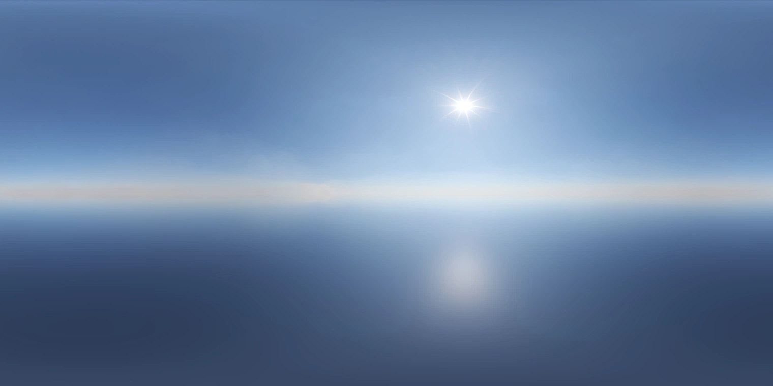 Free 24K unclipped HDRI: pure clear afternoon sky with high-contrast sun, crisp late-afternoon light, soft horizon haze and blue ambient for outdoor renders.
