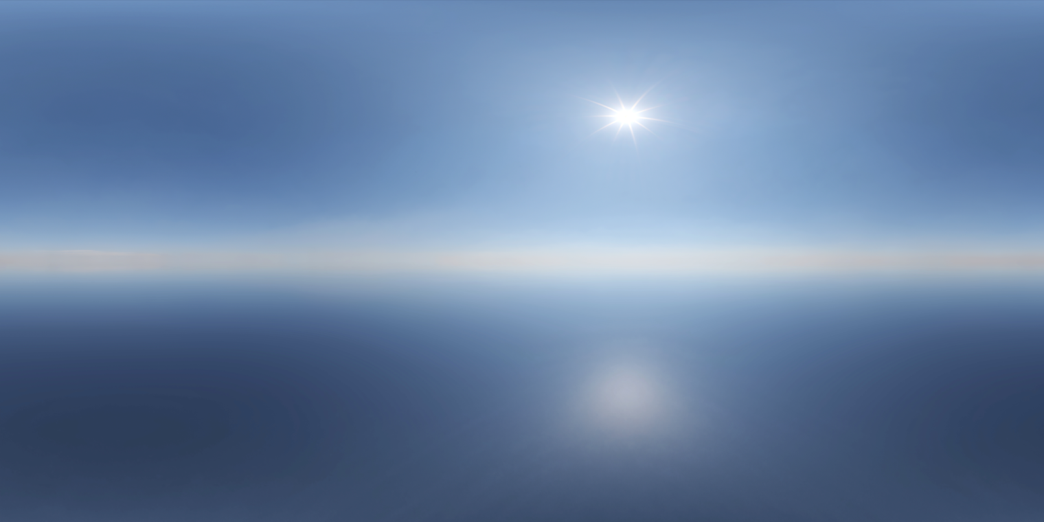 Free 24K HDRI, unclipped - clear midday pure sky with a bright sun and high-contrast natural light, ideal for outdoor renders, reflections and crisp shadows.