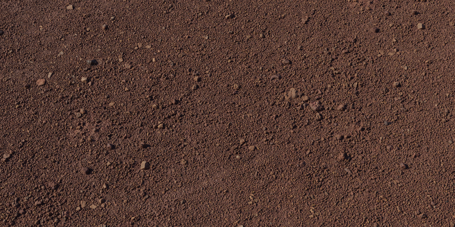 Free 8K texture of red laterite soil with coarse, compacted gravel and scattered pebble stones; rough, earthy brown-red surface with chipped rock fragments.