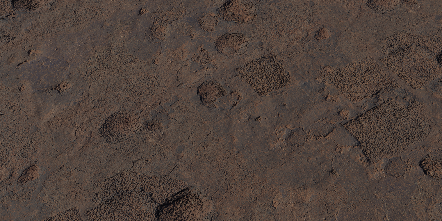 Free 8K texture of damaged road: cracked, patchy asphalt with potholes, rough aggregate, dark stains, matte and dusty wear.